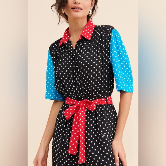 Boutique Moschino Polka Dot Colorblock Romper - Picture 3 of 8